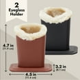 thumbnail image 4 of 2 Pack Eyeglasses Holder Stand, Plush Lined Bedside Glasses Case for Table, Desk, Nightstand (Black, Brown, PU Leather), 4 of 10
