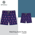thumbnail image 6 of Stivali Father Son Matching Swim Trunks - Flamingo Modern Swimming Trunk Set with Elastic Waistband - Daddy Son Bathing Suits 3T Blue, 6 of 7