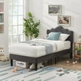 thumbnail image 6 of VECELO 2-Piece Twin Platform Bed Frame with Adjustable Headboard, No Box Spring Needed, Gray, 6 of 9