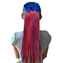 My Hair Popz Red and Blue Hair Extensions for Kids with Bow, clip in hair extensions