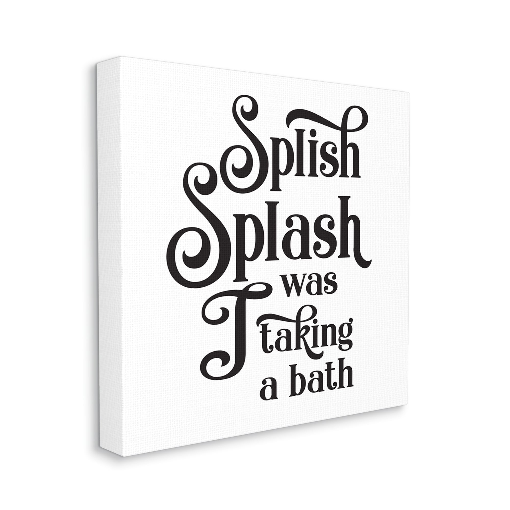 Splish Splash Taking Bath Playful Bathroom Phrase Typography Gallery-Wrapped Canvas Print Wall Art, 17x17
