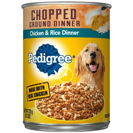 Pedigree Chopped Ground Dinner Chicken & Rice Dinner Adult Canned Wet Dog Food, 13.2 oz.
