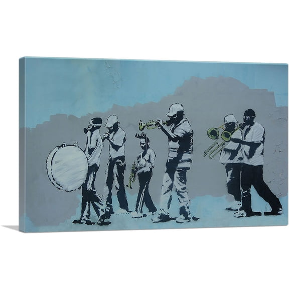 ARTCANVAS Gas Brass Band Musicians Canvas Art Print by Banksy - Size: 26" x 18" (0.75" Deep)