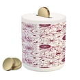 thumbnail image 1 of Floral Piggy Bank, Exquisite Floral Inspired Vibrant Toned Branch Blush Baroque Curls Image, Ceramic Coin Bank Money Box for Cash Saving, 3.6" X 3.2", Maroon Rose, by Ambesonne, 1 of 4