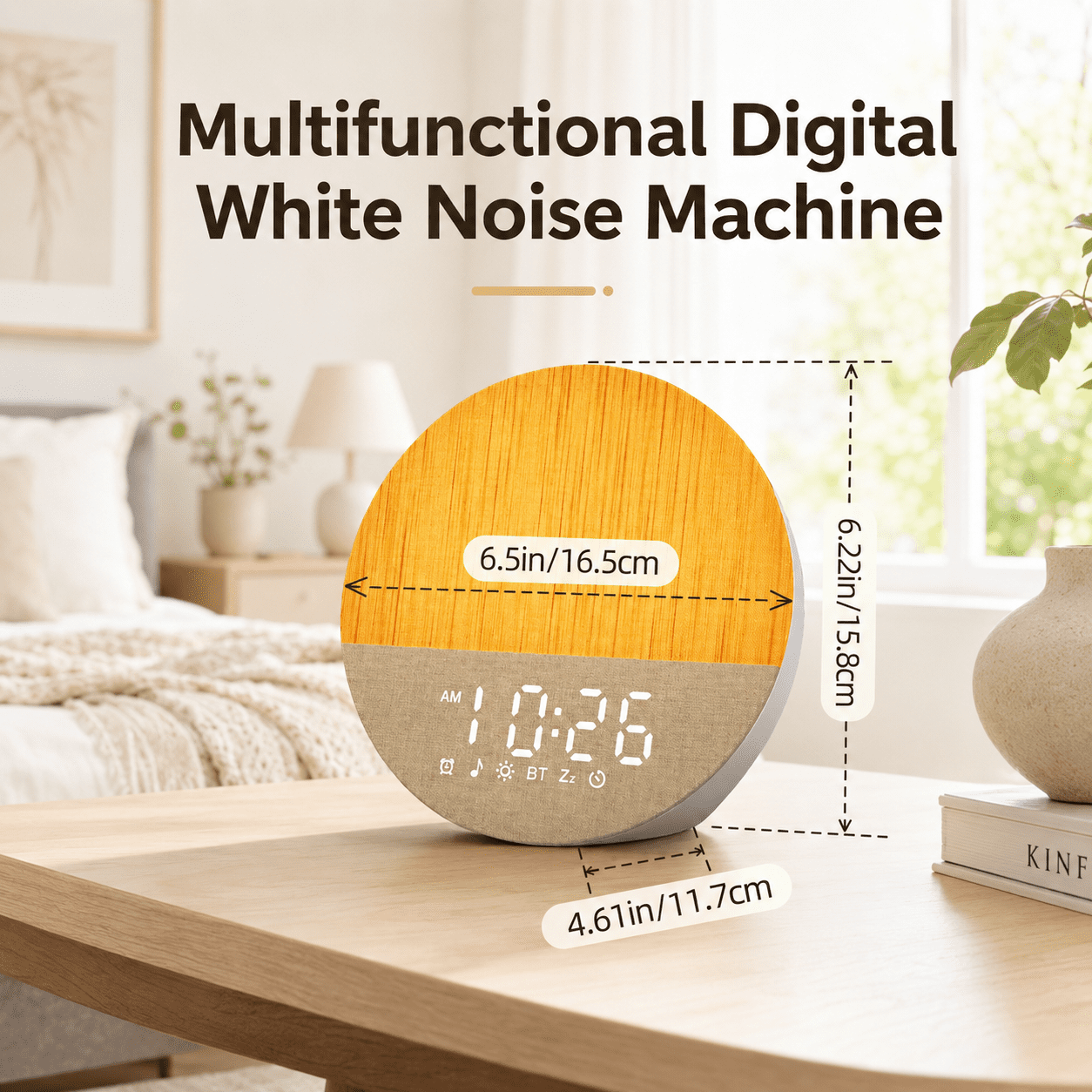 LEIKE Sunrise Alarm Clock White Noise Sound Machine for Bedroom | Natural Wake-Up Light with Soothing Sleep Aids, Bluetooth Speaker, Dimmable Clock, Screen-Free Design for Baby Adults Kids