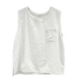 thumbnail image 5 of Men's Solid Color Distressed Frayed Edge Crew Neck Sleeveless Cotton Linen Tank Top, Casual Beach Vacation Vest with Side Pocket, Breathable Lightweight for Summer White L, 5 of 8