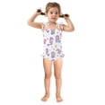 thumbnail image 3 of Girls' One-Piece Swimwear Bowknot Strap Swimsuit,Mermaids Seahorses Printed Teen Swimwear for Resort Beach Water Park 4Y, 3 of 8