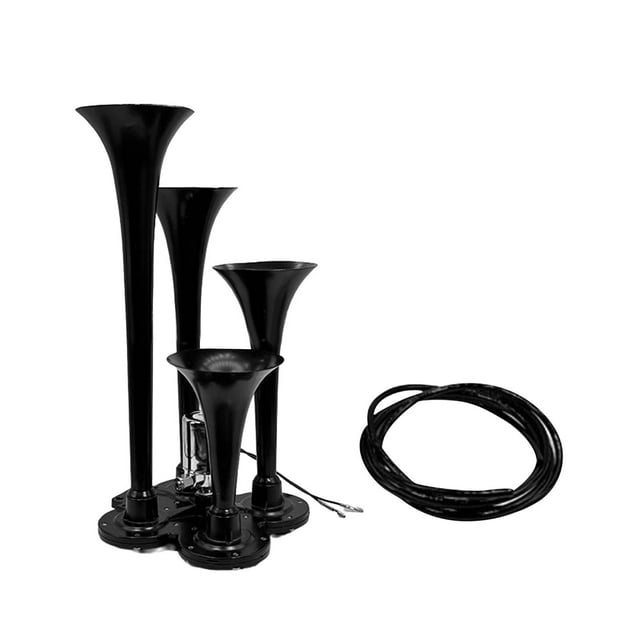 jinwen Generic Four Trumpet Copper Assembly Train Air Speaker for RV Car Vehicles Black M6