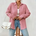 thumbnail image 2 of Blouses pour Femmes, Col à Manches Longues, Épaules Tombantes, Poche, Chemise Patchée, 2 of 5