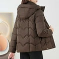 thumbnail image 4 of Quilted Puffer Coat with Detachable Hood Womens Full-zip Plus Size Heavyweight Winter Coat with Pockets Short Parkas (4XL, Coffee), 4 of 7