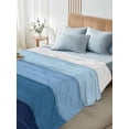 thumbnail image 5 of Blue Ombre Flat Sheets Only Queen Size, Soft Breathable Bed Top Sheets for Mattress, Farmhouse Vintage Wooden Striped Luxury Bedding Flat Sheets for Home Hotel Bedroom Bed Protection, 5 of 9