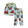 thumbnail image 2 of Kll Multicolored Butterflies Print Women'S Long Sleeve Pajamas With Pants Sleepwear Loungewear 2 Set-Medium, 2 of 9