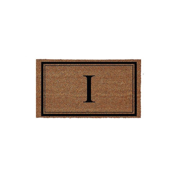 Evergreen Monogram Indoor Outdoor 100% Natural Coir Doormat 28" x 16" | Letter "I"