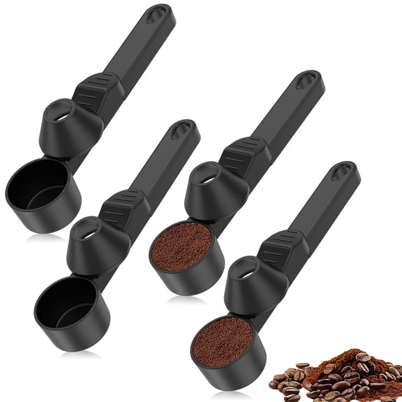 4PCS Coffee Scoop & Funnel for Reusable K Cup Refillable Coffee Pods, Coffee Measuring Spoon 1oz Tablespoon Capacity, Scoop with Funnel for Ground Coffee, Protein Powder, Tea (Black)