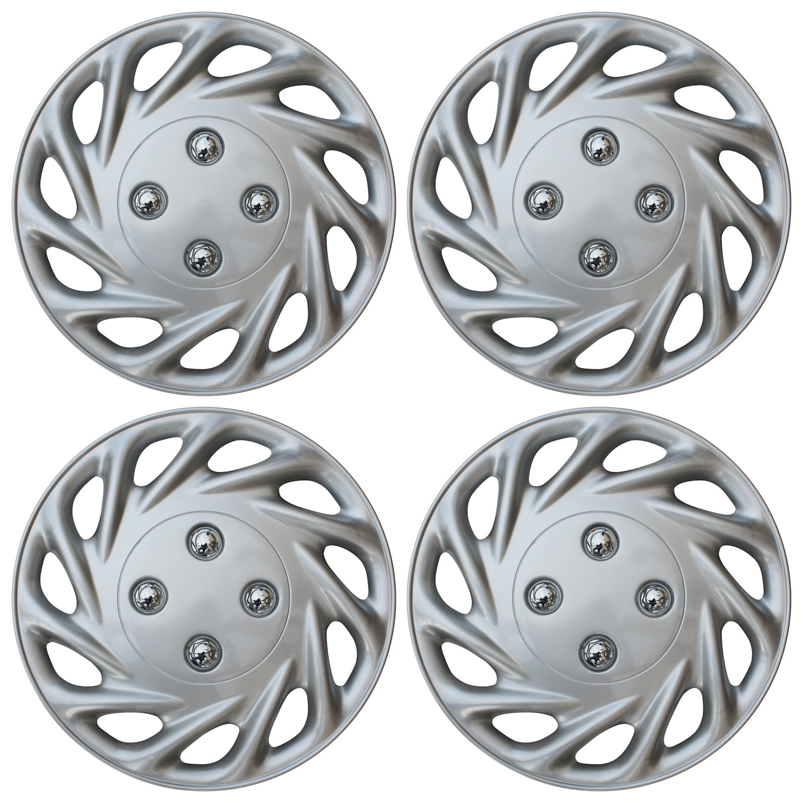 ATMOMO 13 Inch Silver Wheel Cover Kit 13'' Hubcap Wheel Cover Electrosilvering Pack of 4 