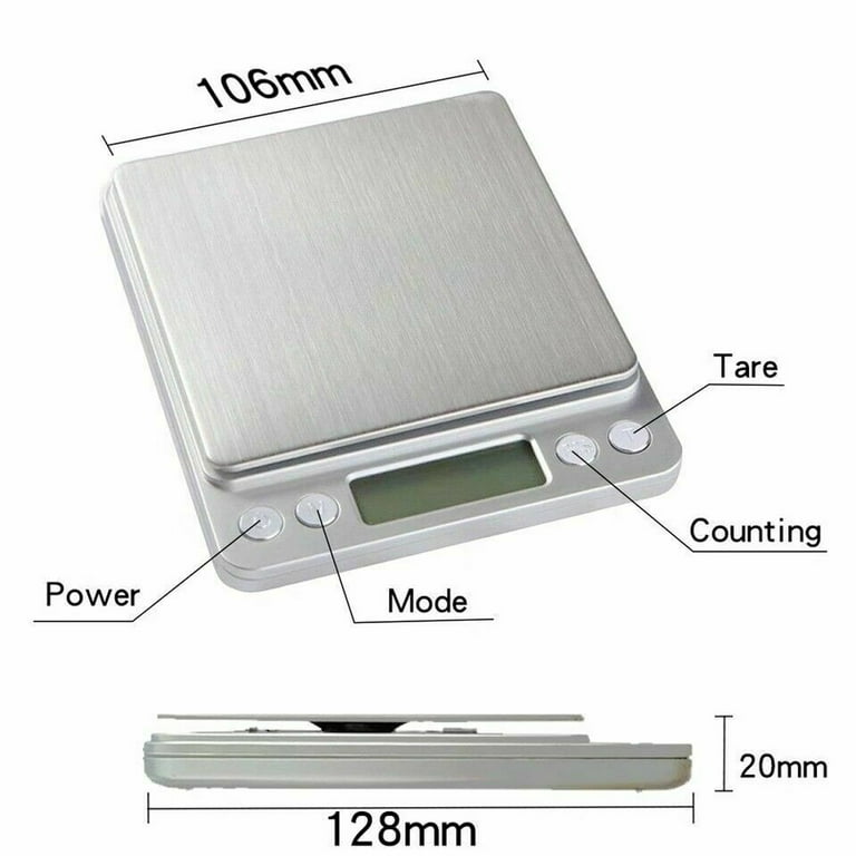Eztronics Corp® Digital Gram Scale 3000g 0.1g Food Scale High Precision  Kitchen Scale Multifunctional Stainless Steel Pocket Scale with Back-Lit  LCD Display Silver 