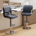 thumbnail image 4 of AFO Modern PU Leather Bar Stool Set of 2 with Backrest and Armrests, Height Adjustable 360° Swivel Counter Chair, Blue, 4 of 6