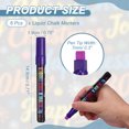 thumbnail image 2 of Uxcell Liquid Chalk Markers, 6Pcs Whiteboard Markers with 7mm Wide Tips Erase Chalk Pens Big Chalkboard Water-Based for Planning Whiteboard, LED Note Board, Blackboard, Mirror, Purple, 2 of 7