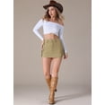 thumbnail image 7 of DARING DIVA Women's Denim Skirt Cargo Pockets Button Mini Jeans Skirts S Khaki, 7 of 7