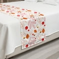 thumbnail image 2 of Autumn Bed Runner, Vivid Colors Leaves Acorn Rowan Berries Art on Plain Background, Decorative Accent Bedding Scarf for Hotels Homes and Guestrooms, King, Vermilion Mustard and White, by Ambesonne, 2 of 2