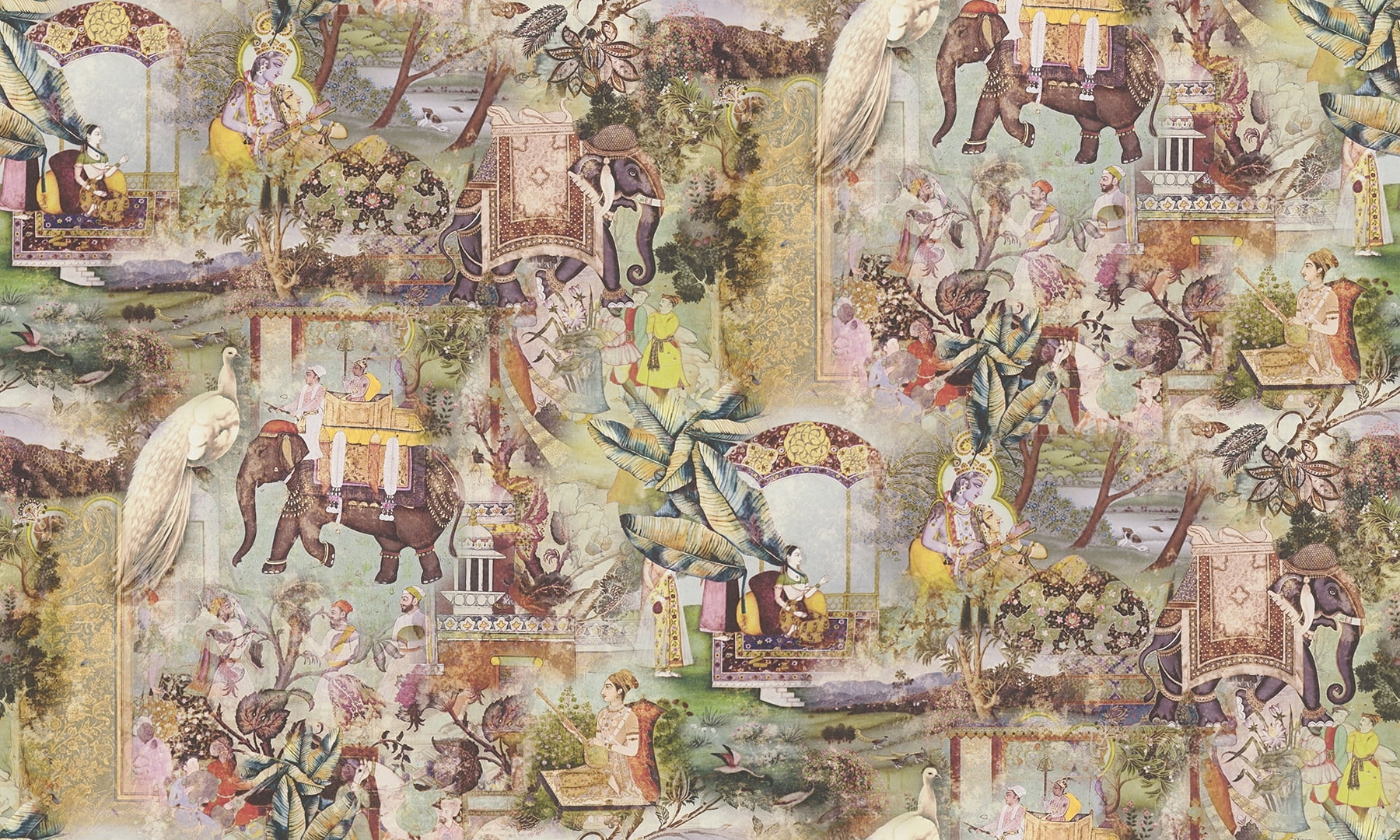 AS Creation Fenmore Olive Indian Safari Wallpaper