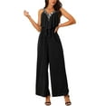 thumbnail image 2 of INSPIRE CHIC Women's Sleeveless Jumpsuits Summer Stretchy Wide Leg Long Pants Ruffle Romper Jumpsuit Black M, 2 of 5