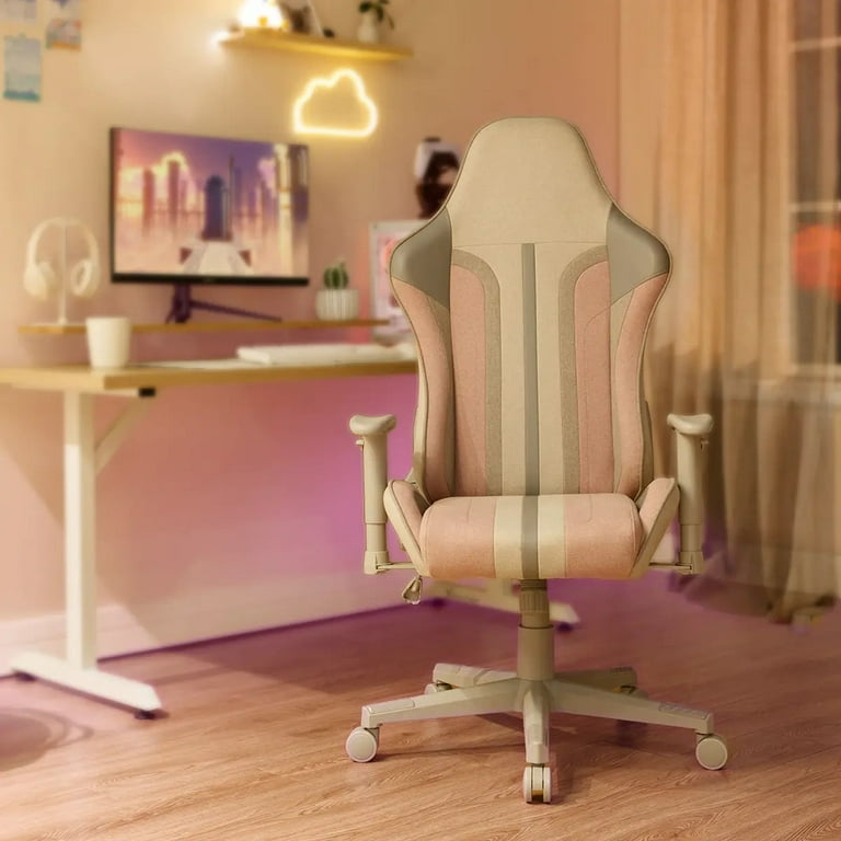 X Rocker Mysa PC Gaming Chair, Gray/Pink, Gray Base, 24.4 x