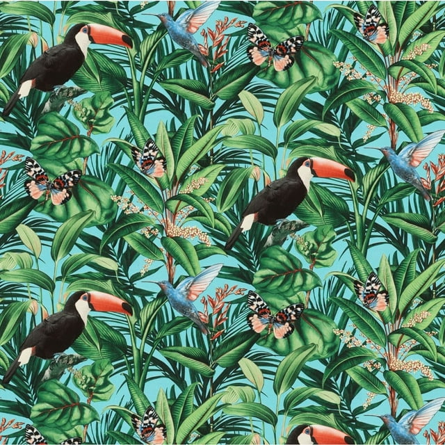 Erismann - Papel Tapiz Texturizado Paradisio 2 Diseño Aves de la Selva (Azul, Verde)
