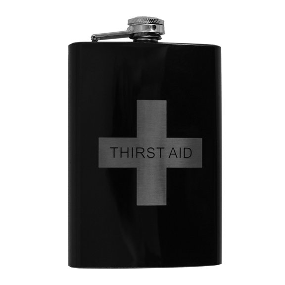 8oz BLACK Thirst Aid Flask L1