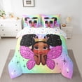 thumbnail image 2 of jejeloiu Gradient Colorful 7-Piece Bedding Comforter Set,Cute Kawaii Princess King Bedding Sets,Cartoon Black Girly Bed Sheets For Kids,Super Cozy Room Decor Reversible, 2 of 8