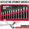 thumbnail image 6 of SHZOND 12 Pcs Ratchet Wrench Set 8-19mm Metric Combination Spanner Flexible Head Wrenches Kit, 6 of 16