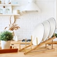 thumbnail image 6 of 6 Pcs Wooden Dish Rack Bamboo Drying Rack Stand Kitchen Plate Organizer Plate Holder for Cabinet Cutting Board Display Stand for Dish Plate Bowl Water Bottles Cup Pot Lid Cutting Board, 6 of 9