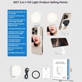 thumbnail image 2 of relayinert Magnetic Rotating Ring Light Mirrored Rotation Three-Level Operation, Compatible With Smartphones, Lighting Makeup Black Three color temperat, 2 of 6