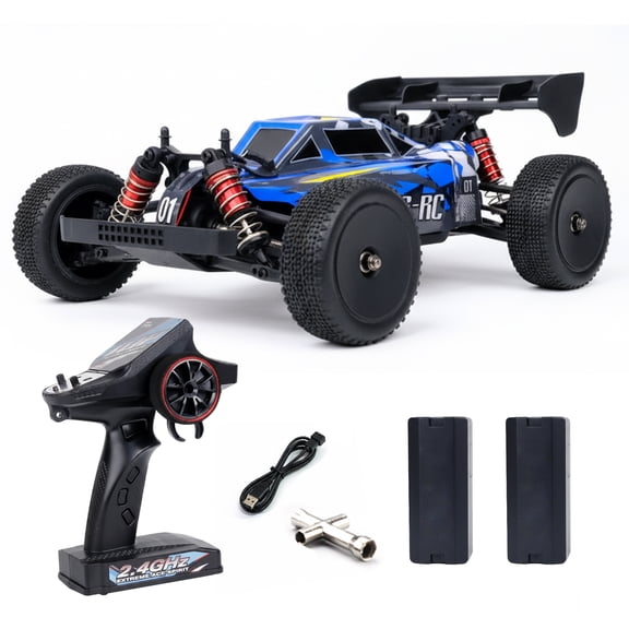 1:14 4WD RC Monster Truck, 35KM/H High Speed, Dual Batteries, Full Proportional Control, 7 LED Lights, All Terrain RC Car