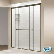 Double Sliding Bathroom Shower Door Sorrento Lux Series - Brushed Nickel Finish 44"-48" Width, 62" Height Semi-Frameless 5/16" Tempered Glass Smart Guard Coating by Fab Glass and Mirror
