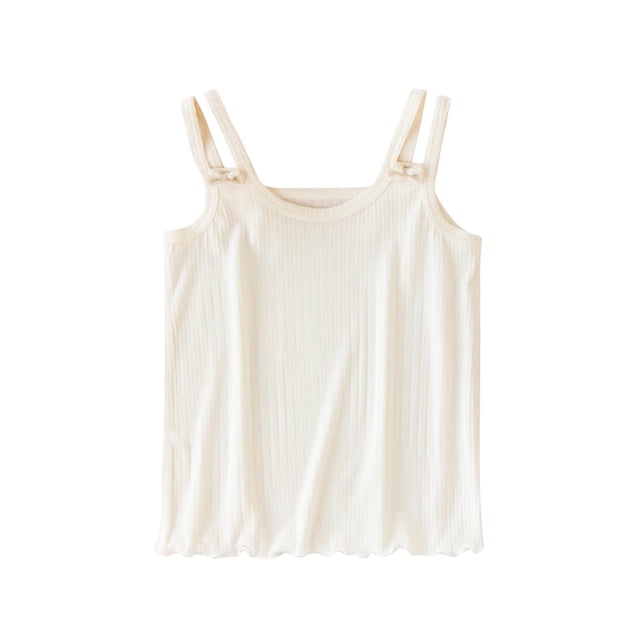 Jgppe Casual Cami Tops for Girls Lightweight Ribbed Knit Solid Color Spaghetti Strap Breathable Tank Shirts 3-8Years