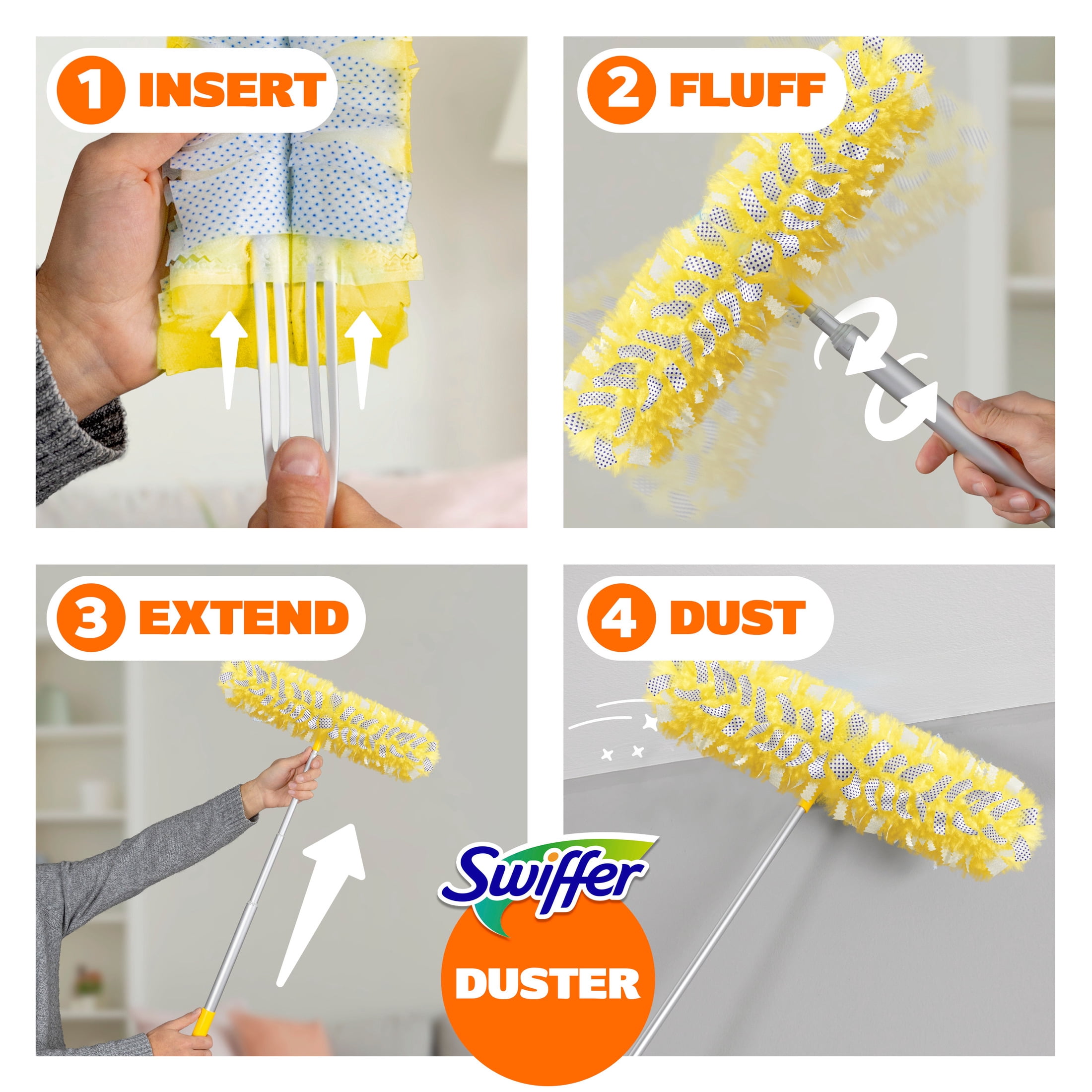 Swiffer Duster Kit with 6 ft Super Extendable Handle, Heavy Duty Starter Kit with 4 Refills
