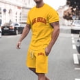 thumbnail image 3 of Short Sets for Men Los Angeles Graphic Short Sleeve Crewneck T Shirt and Shorts 2 Piece Matching Set Mens Summer Outfits, 3 of 3