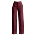 thumbnail image 3 of Outfmvch Women Pinstripe Striped High Waisted Wide Leg Dress Pants Stretchy Flowy Slacks with Side Pockets Breathable Lightweight Business Office Work Daily Dressy Workplace Trousers Red L, 3 of 3