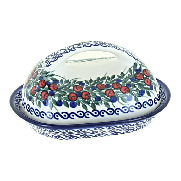 Blue Rose Polish Pottery Berry Butter Dish