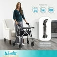 thumbnail image 4 of Stander Wonder Indoor Rollator with Tray and Basket, Lightweight Folding Mobility Rolling Walker for Seniors and Adults, Narrow Walker with 6-inch Wheels, Locking Brakes, Black Walnut, 4 of 7