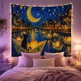thumbnail image 2 of Black Cat in a Paper Boat on a Swirling River Whimsical Illustration for Cat Lovers Whimsical Wall Art Decor Birthday Gift Tapestry Wall Hanging for Bedroom and Dorm, 2 of 5