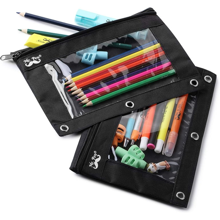 Party Propz Pencil Case For Boys - Black Large Capacity  Pencil Pouch Designed Art Polyester Pencil Box 