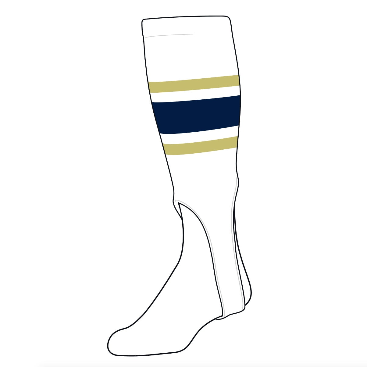 TCK Baseball Stirrups Medium (200E, 7in) White, Vegas Gold, Navy