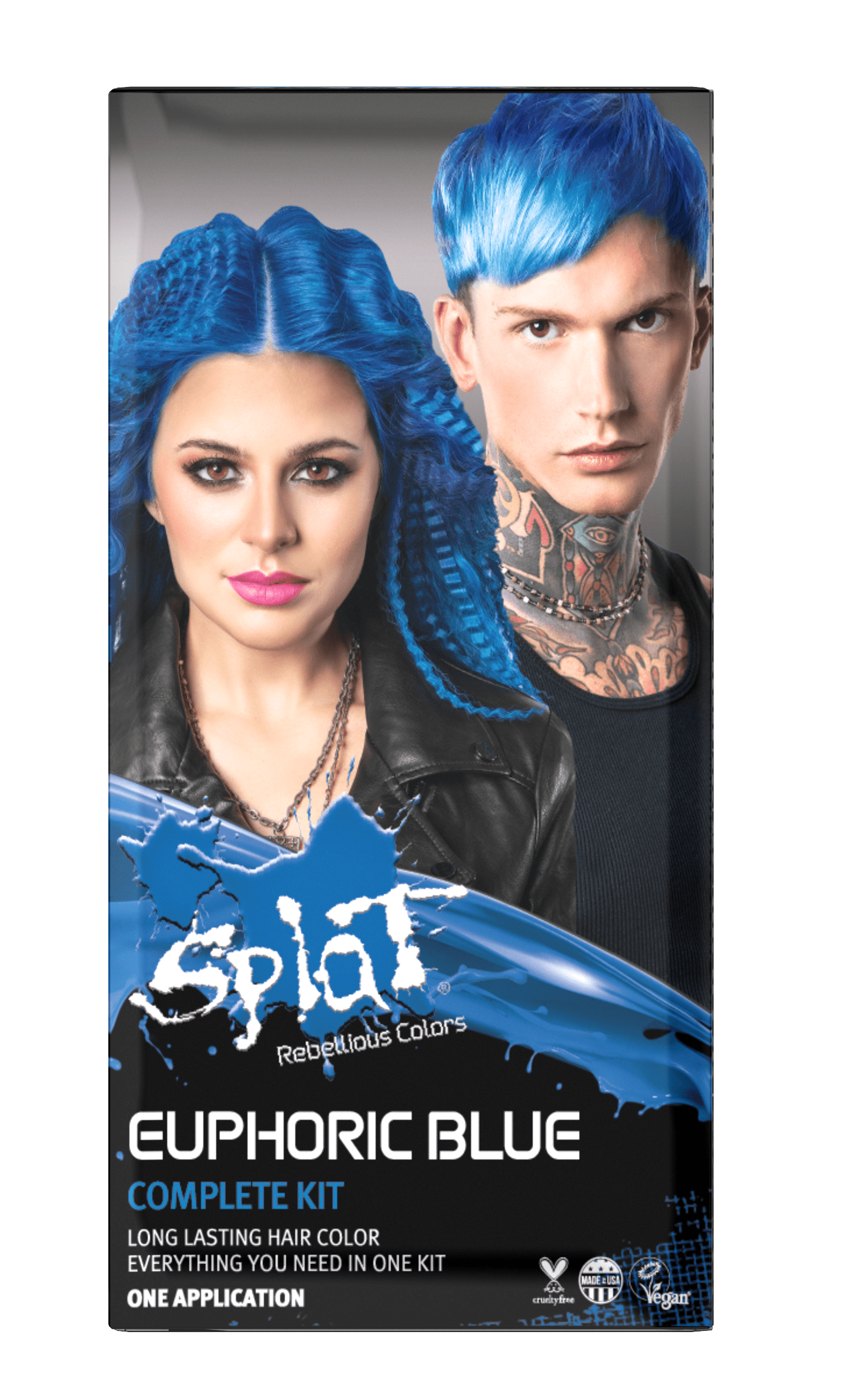 Splat Euphoric Blue Hair Color Kit, Semi Permanent Dye