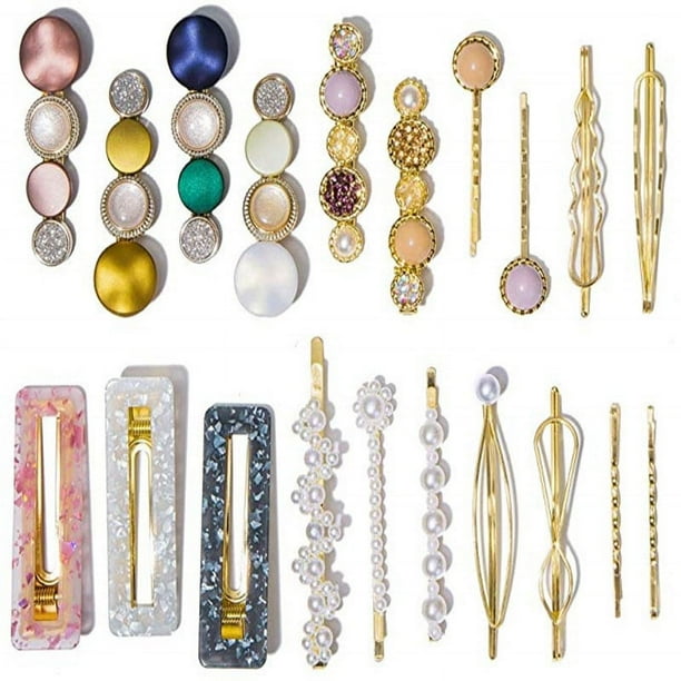 20 pinzas para el pelo con perlas, accesorios para el pelo para niñas dulces, horquillas artificiales con perlas de macarrón, pinzas para el pelo, accesorios para peinar el cabello para mujeres y niñas Rojo Verde