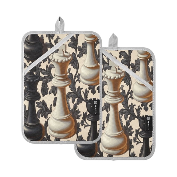 BZSMCE Pot Holder Oven Mitts Cooking baking Black and White Checkers Pattern Creative Pattern Size:7x9.8in