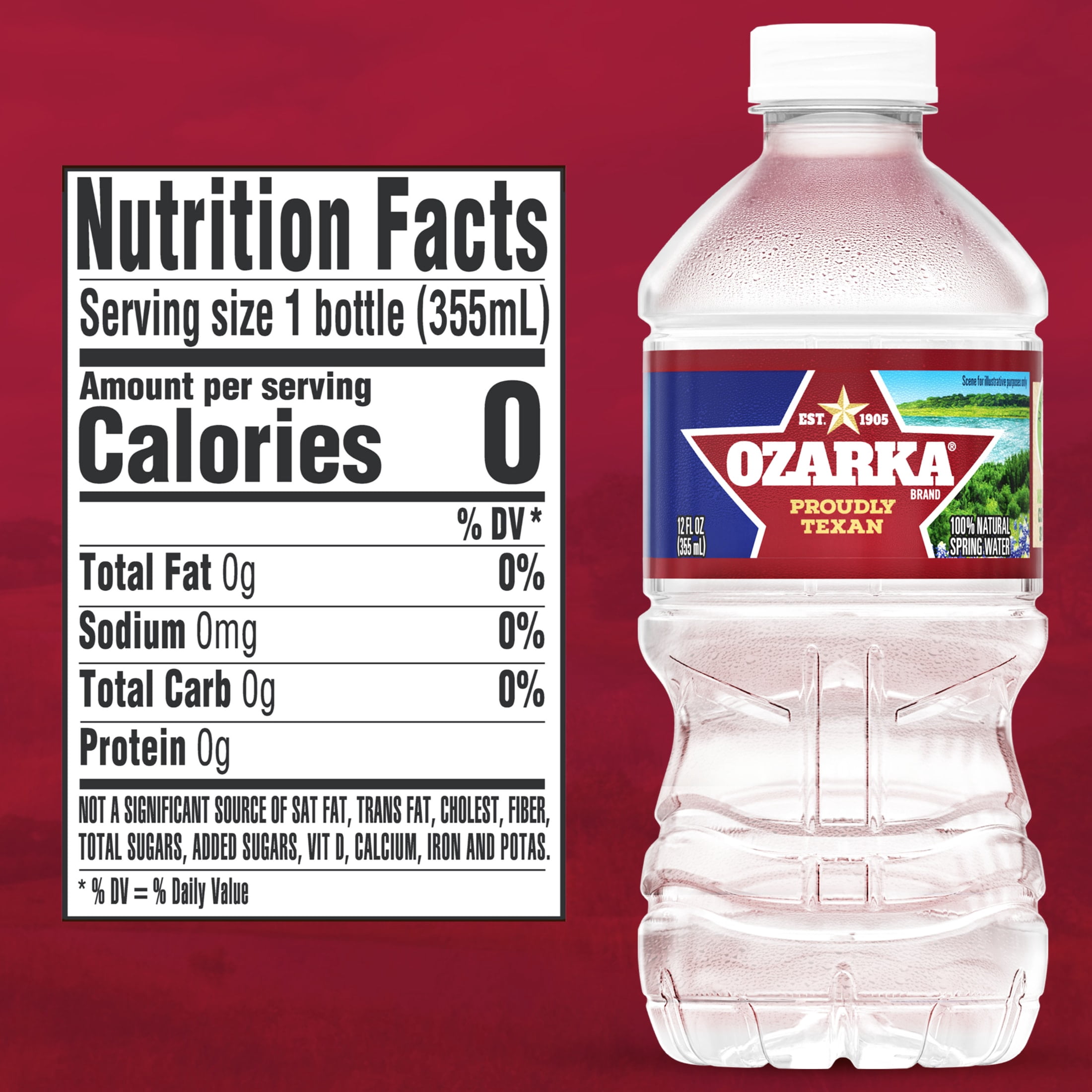 (2 pack) Ozarka Texas Spring Water, 12 fl oz, 12-pack Plastic Bottles