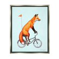 thumbnail image 3 of Stupell Industries Eccentric Red Fox Riding Bicycle Biking Flag Graphic Art Luster Gray Floating Framed Canvas Print Wall Art, Design by Amelie Legault, 3 of 5