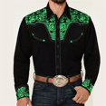 thumbnail image 1 of Camisa vaquera occidental para hombre, con estampado floral, abotonada, para festivales al aire libre, suave y cómoda, con solapa retro, tallas S-6XL, 1 of 6